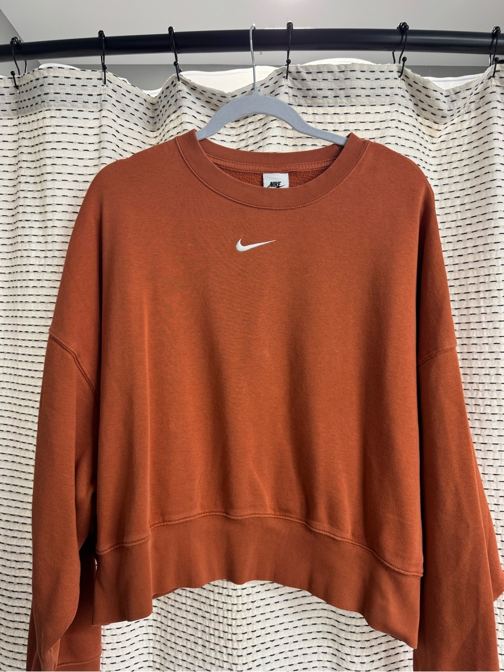 Nike Women's Burnt Orange Cropped Crewneck Sweatshirt